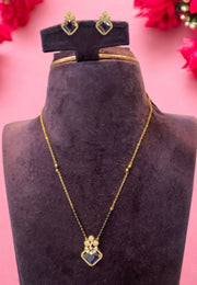 Simple black beads mala with purple stone